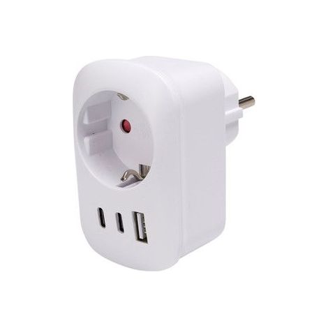 Presa elettrica con uscita USB 2 porte (2C+A), 230 V 16 A 3680 W – bianco