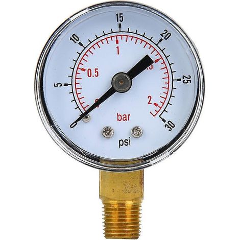 Mechanisches Manometer mit 1/8-Zoll-BSPT-Bodenanschluss für Luft, Öl und Wasser (0-30 psi, 0-2 bar)