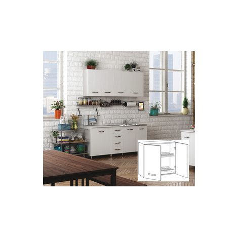 KIT CUCINA PENSILE 2 ANTE SCOLAPIATTI 80X32XH72 CM BIANCO- AZUR LINE- 1,0 pz