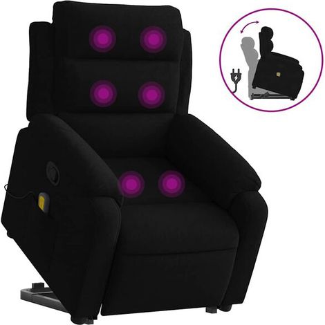 Fauteuil de massage inclinable en velours noir (1/5)