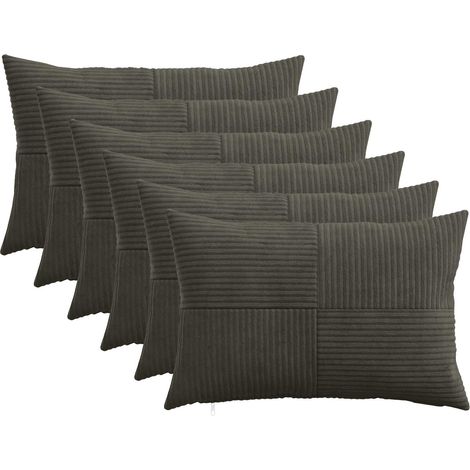 Irovami Lot de 6 housses de coussin, anthracite, velours côtelé, 50x70 cm (1/5)