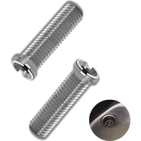 Set di 2 viti cave in acciaio inox per lavelli, M12 x 45 mm, adatte per filtri, sistemi di scarico, lavelli e lavabi – Accessori per lavelli da cucina e bagno (45 mm) (1/5)
