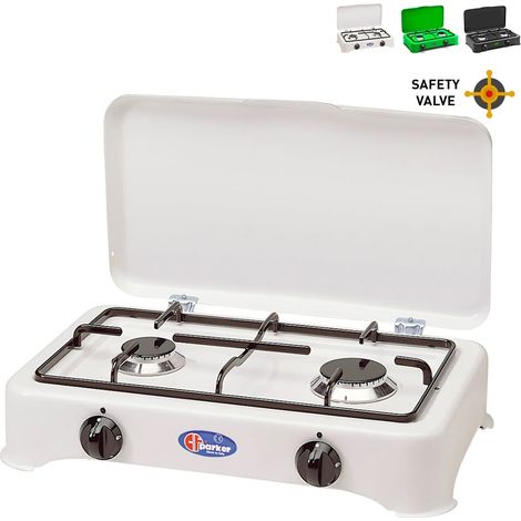 FORNELLO A GAS METANO / GPL CON VALVOLA DI SICUREZZA A 2 FUOCHI CFPARKER MOD. 5326GPS Metano (1/5)