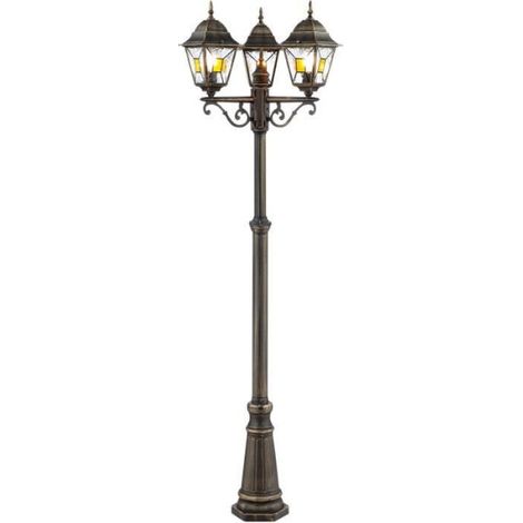 Lampadaire extérieur JANEL - BRILLIANT - noir doré - métal/verre - 3x60W - IP44 (1/2)