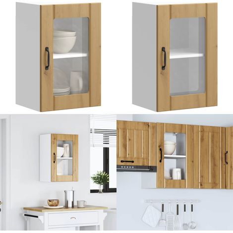 Armario pared para cocina puerta cristal Lucca roble artesanal - Armario de pared - Cocina