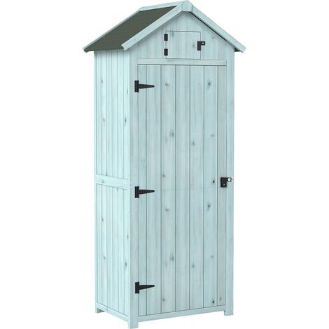 Geräteaufbewahrung aus Holz für den Gartenschuppen mit 3 Ablagen, 77 x 54,2 x 179 cm, Blau