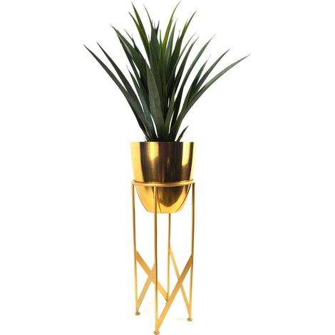 90cm Gold Planter with Artificial Yukka Plant (1/5)