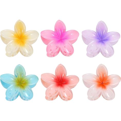 Barrette Fleur - 8 Pièces - Plastique et Plumes - 8 x 8 x 4 cm - Pour Cheveux Courts ou Longs - Usage Quotidien, Mariage, Maquillage (1/5)