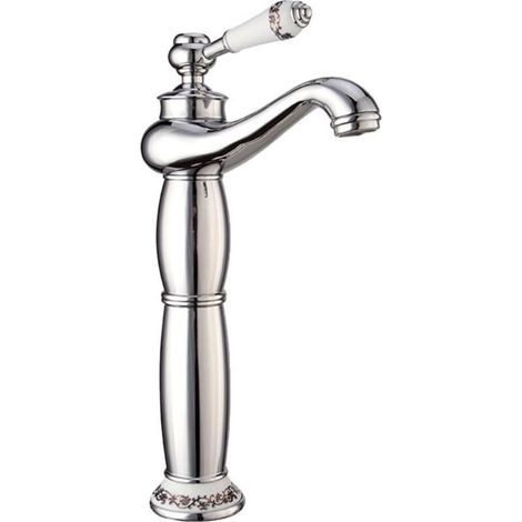 Schwanenhals-Waschtischarmatur, Einhebelmischer, Aufsatzmontage, 1 Loch, für Waschbecken, Warm- und Kaltwasseranschluss (glänzend) (1/4)