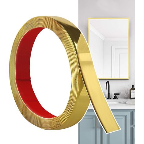 Moulure Décorative Autoadhésive Doré Mat (6M x 2.5cm) Peler et Coller,idéales pour Mur, Miroir, Plafond,Armoire, Carrelage, Bords, Moulures DIY (1/5)