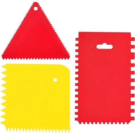 3x Spatules Raclette Plastique, Peigne Carrelage, Peigne à Colle Crénelé, Grattoir Peinture, Spatule Enduit (1/5)