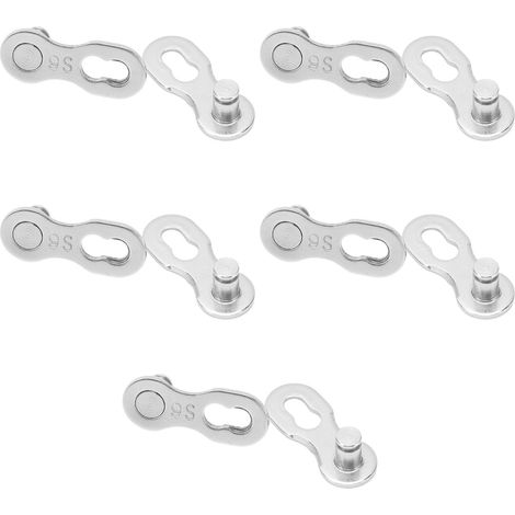 5 paires de maillons de chaîne de vélo en acier inoxydable à dégagement rapide, résistants à la corrosion et faciles à installer. Maillons pour chaîne de vélo 9 vitesses. (1/5)