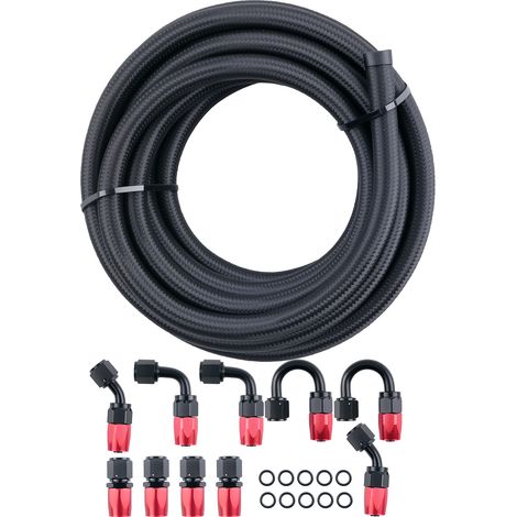 16.4FT AN-6 Stainless ES Steel Braided Fuel/Oil/Gas with Hose Line Fitting End (1/5)