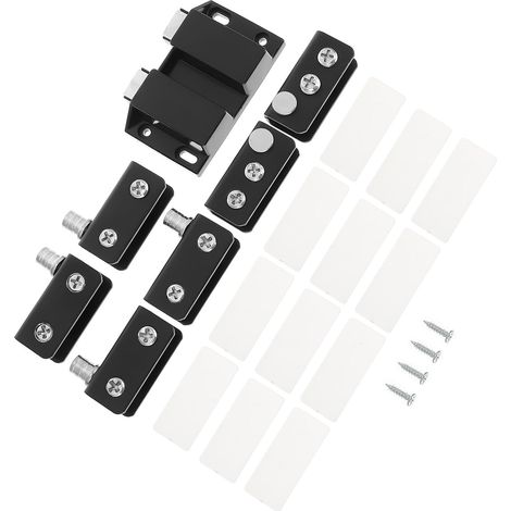 Charnières de Porte Vitrée Haute Dureté et Capacité de Charge Renforcée en Acier Inoxydable Noir, Clip de Charnière pour Verre 5-6mm pour Armoires et Meubles (1/5)