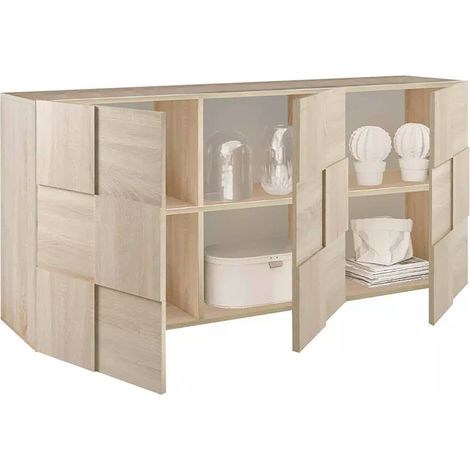 Dmora - Aparador Ulysses, Bufé de salón, Aparador de salón, Despensa de cocina, Made in Italy, 181x43 h84 cm, Roble