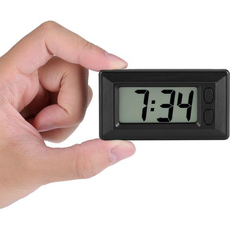 Horloge de Tableau Bord Voiture Numérique Ultra Mince LED Réveil à Piles Portable Minuterie Autocollant Adhésif Pad Horloge Date Calendrier (1/5)
