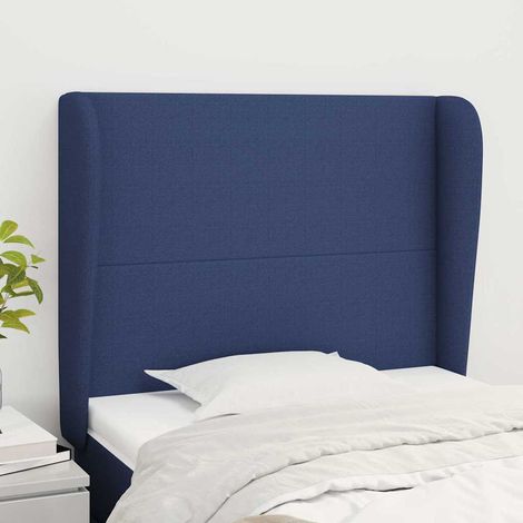 Tête de lit avec oreilles Bleu 93x23x118/128 cm Tissu (1/5)