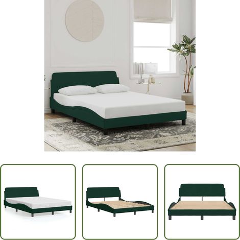 vidaXL Tête de lit - Cadre de lit Dover vert foncé 140x200 cm velours (1/5)