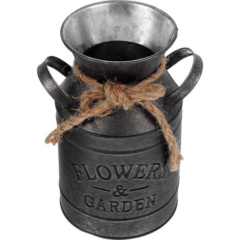 Pot de Fleurs en Fer Vintage 11,5 X 19 Cm Fond Stable, Jardinière en Seau Rustique pour Décoration Maison et Bureau (1/5)
