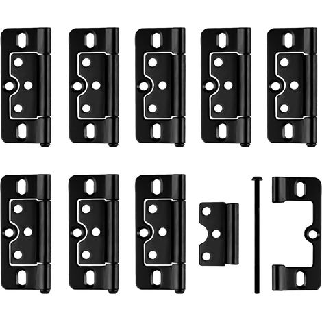 8 Pcs Charniere Porte Lourde, Charnières de Porte Pliables Noires, Charnières de Porte Pliantes Silencieuses (76 mm x 35 mm) (1/5)