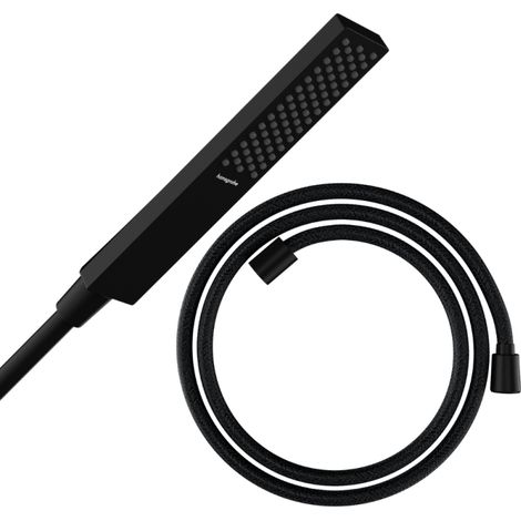 HANSGROHE Pulsify E 100 EcoSmart rociador de ducha negro mate + flexo de ducha HANSGROHE Designflex 160 cm negro mate