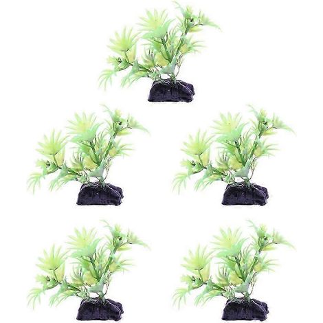 feuilles en plastique décoratives pour aquarium (sans poissons ni animaux de compagnie)-Green (1/5)