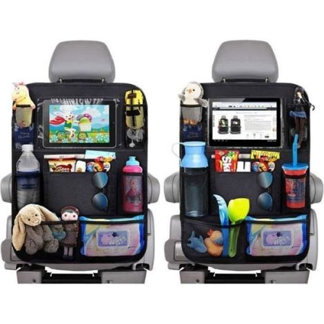 Organisateur Voiture - Tissu 600D Oxford - 61 x 42 cm - Protection Siege Arriere - Lot de 2 (1/4)