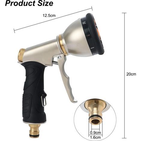 9 Modèles D'irrigation Pistolet de Pulvérisation de Jardin, Douche de Jardin, Pulvérisateur D'eau Multifonction en Métal Pour Lave-Auto, Irrigation de Jardin, Douche Pour Animaux de Compagnie (1/4)