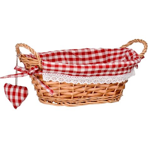 Premier Housewares Red Gingham Lining Oval Willow Basket (1/5)