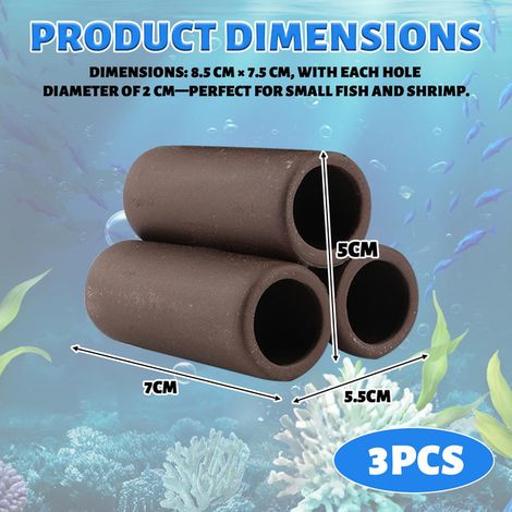 Grotte d'élevage en céramique pour aquarium Décoration cachée pour petits poissons et crevettes Tubes d'abri empilés (1/5)