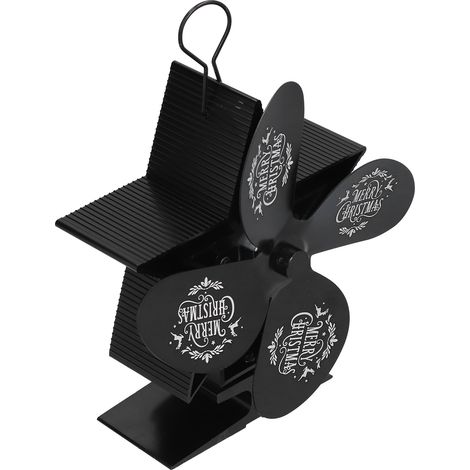 Ventilateur de cheminée à 4 pales, alimenté par la chaleur, silencieux et résistant aux hautes températures, pour la maison (noir) (1/5)