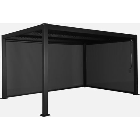 Pergola bioclimatica 3x4m in alluminio e acciaio + 1 tenda 3m + 1 tenda 4m
