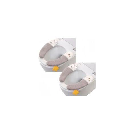 Set mit 2 Paar WC-Sitzbezügen, dicker und rutschfester WC-Sitzschutz, niedlicher Winter-WC-Sitz, waschbares Plüsch-WC-Sitzkissen, WC-Sitzkissen - Crezuo