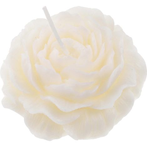 Bougie d'aromathérapie sans fumée en forme de pivoine artificielle, parfumée aux fleurs, bougie chauffe-plat décorative-8.00X8.00X3.00CM-White (1/4)