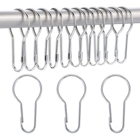 Set mit 40 robusten Duschvorhangringen aus Metall – Aufhängehaken für Standard-Duschvorhangstangen – Einfache, werkzeuglose Montage