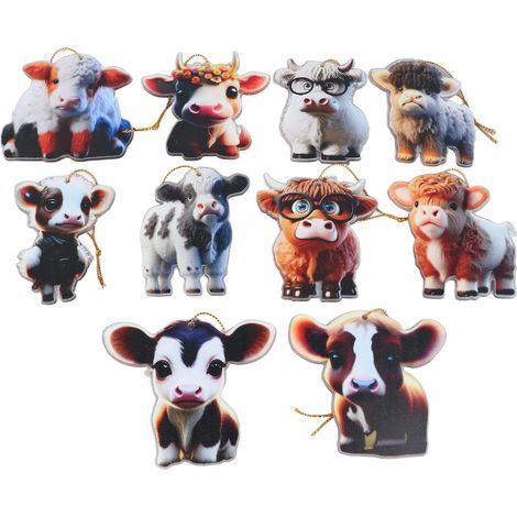 10 PCS Ornement Vache Suspendu Décoratif Cartoon Acrylique Surface Fine Sans Odeur Léger Pendentif Bovin Noël (1/5)
