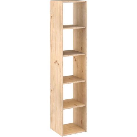 Idroweb – Étagère murale en pin massif – 5 tablettes – Charge max 50 kg – Dimensions 174,6x36,2x33 cm – Finitions brutes personnalisables (1/6)