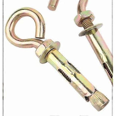 Huit ancrages à œillet robustes en acier au carbone M8x80mm et crochets de boulon d'expansion pour une utilisation avec des boulons d'expansion pour plaques de plâtre, assurant une fixation sécurisée. (1/3)