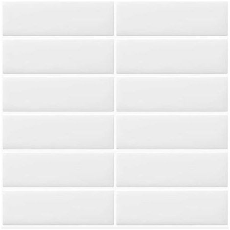 Selbstklebende weiße Wandfliesen für U-Bahn-Küchenrückwände, für Küche und Bad, 10 Bögen (30,5 x 30,5 cm) (1/5)