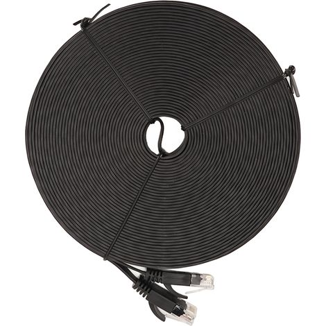 Câble réseau Gigabit de 20 m (66 pieds) avec ports RJ45, 1000 Mbps, CAT6, noir, pour routeurs et ordinateurs portables. (1/4)