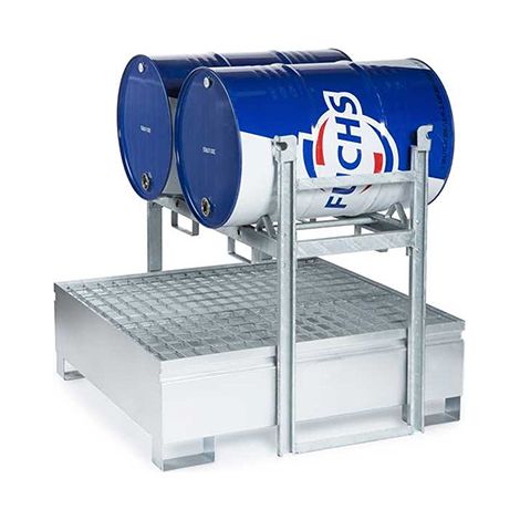 Pallet di contenimento in acciaio con supporto per fusti - Capacità 440 litri - MCT2A-C/S