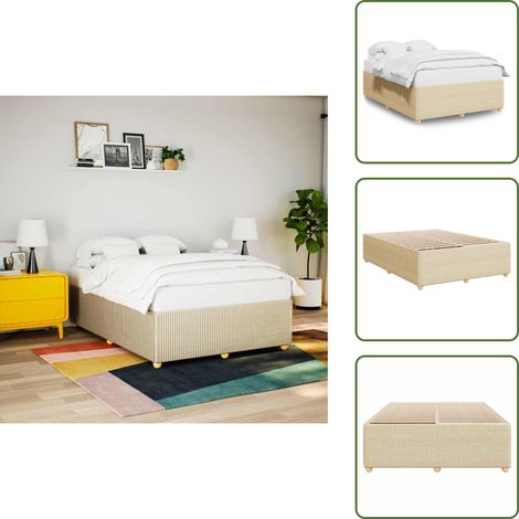 Bettgestell ohne Matratze Creme 160x200 cm Stoff - Bettgestell - Bettgestelle - Bett - Betten (1/5)