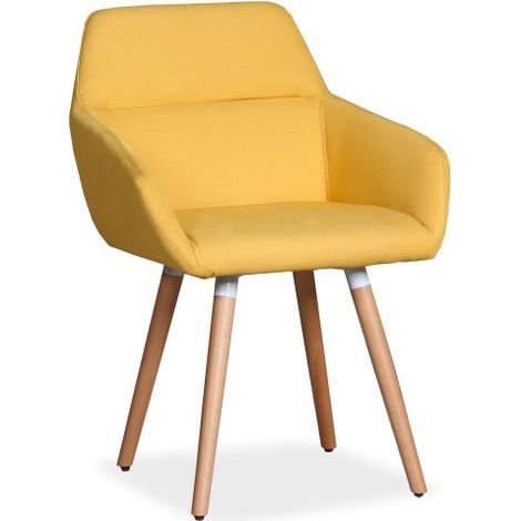 Chaise / Fauteuil scandinave Frida Tissu Jaune (1/5)