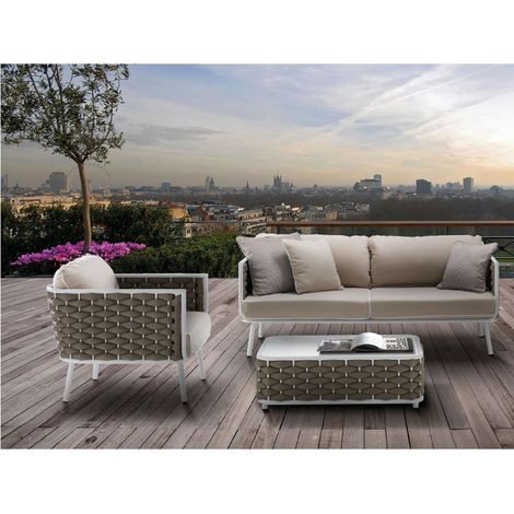Set Salotto Manhattan con Divano, 1 poltrona e Tavolino