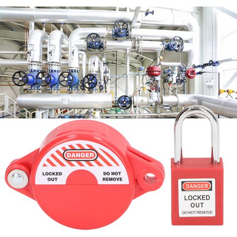 Un ensemble de verrous et de cadenas de sécurité pour vannes à guillotine, adaptés aux diamètres de tige de vanne de 25 mm à 64 mm dispositif de verrouillage de sécurité rouge en plastique pour vanne (1/5)