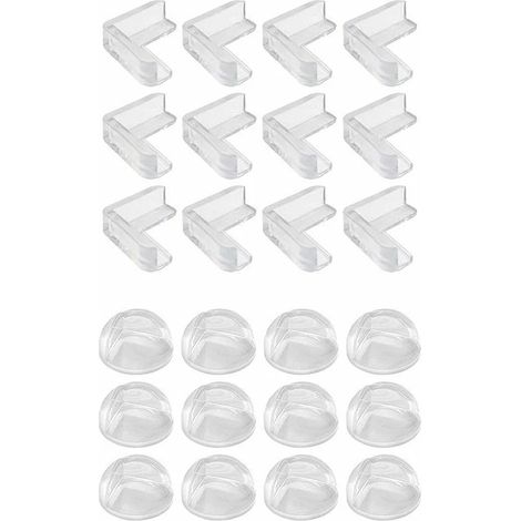 Juego de 24 protectores de esquinas, transparentes, de PVC flexible, con adhesivo reforzado, para mesas y muebles. (1/5)