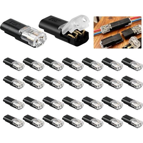 30 Pieces Waterproof 2 Wire Connector 2 Pin 12V Electrical Connector, Water Resistant Dust Resistant Fast Heat for 18-22 AWG Cable, Use for LED Lighting Vehicles Electronics (1/5)