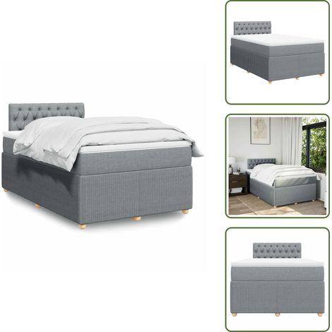 vidaXL Sommier à lattes de lit et matelas gris clair 120x190 cm tissu (1/5)