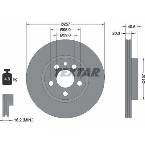 Lot de 2 Disques de frein Textar 92088003 CITROËN 1312833080 1316323080 4246H8
