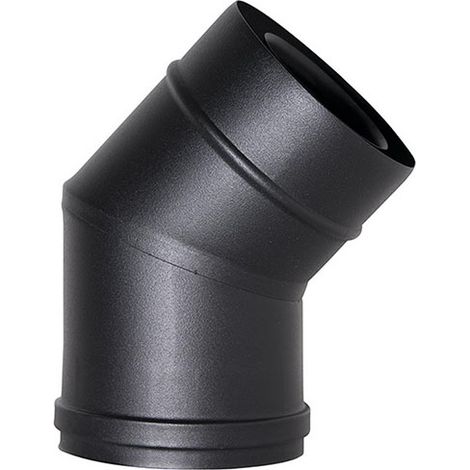 Tubo de chimenea coaxial con curva de 45° en NEGRO CD. 100/150 CE en acero 316 para estufa de pellet Hecho en Italia UNI 1856/2
